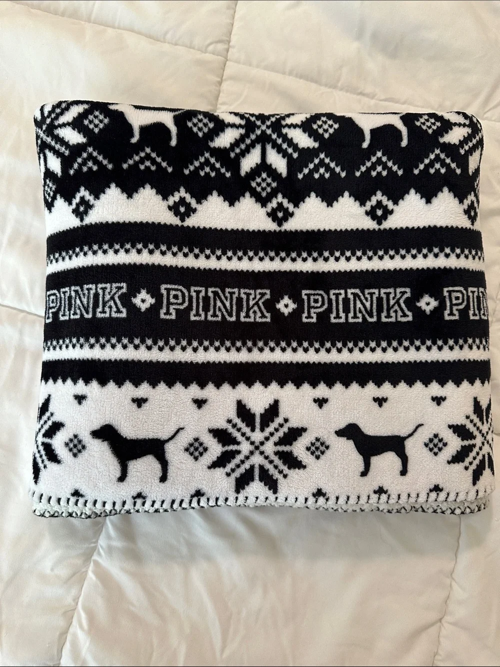 PINK Black and White Nordic Logo Throw